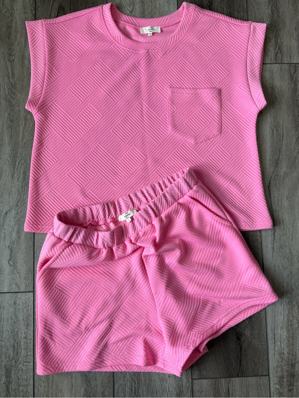 Entro- Cozy Pink Coordinated Textured Short Set